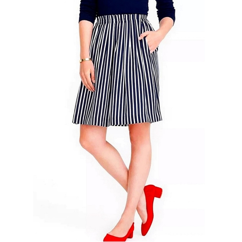J. CREW FACTORY Striped Pleated Midi Skirt